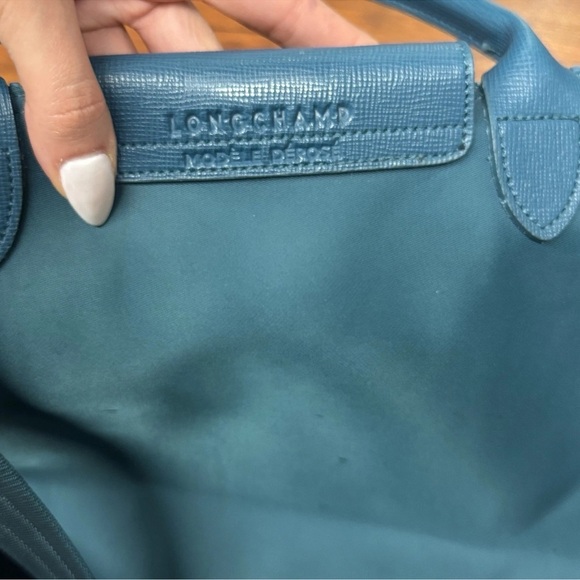 Longchamp Le Pliage Neo Teal Blue Tote Large with Strap - Picture 9 of 16